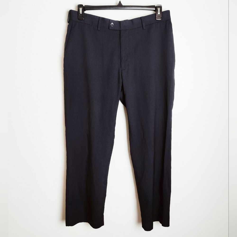 Perry Ellis Portfolio Men's Slim Fit Flat Front Non-Iron Washable Dress Pant, 34